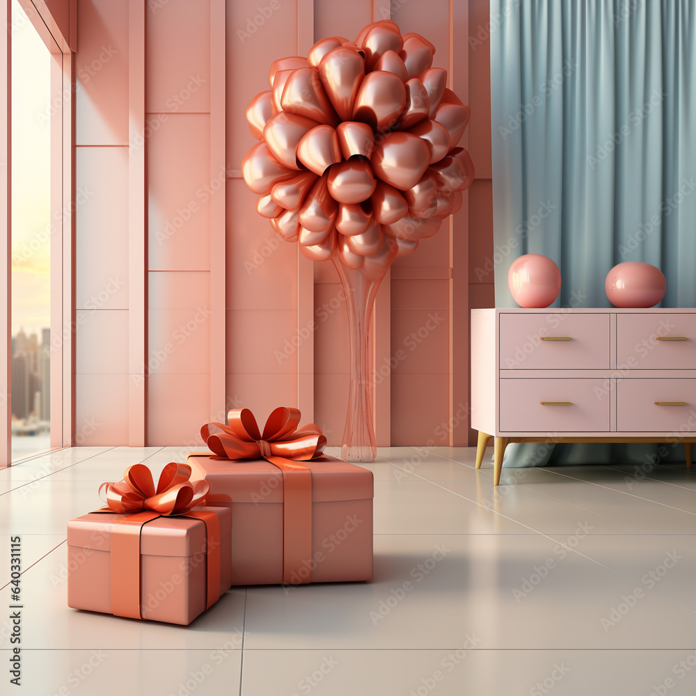 Aufkleber minimal digital indoors gift holidays background with a lot of copy space. a clean, modern digital b