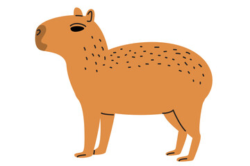 Capybara cartoon illustration isolated on white background. 