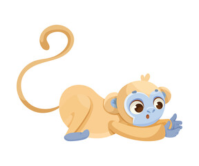 Cheerful Monkey Character with Prehensile Tail Looking Vector Illustration
