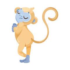 Cheerful Monkey Character with Prehensile Tail with Grumpy Face Vector Illustration