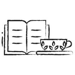 Hand drawn novel and tea icon