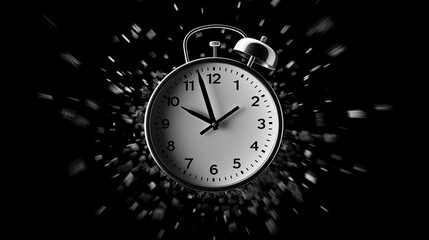 Fototapeta na wymiar Image of a ticking clock on a black background.