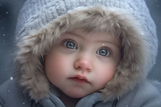 Baby winter outdoor. Generate Ai