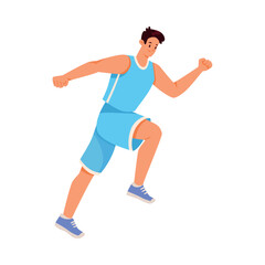 Young Male Doing Sport Activity Running Vector Illustration
