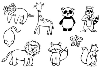 Fototapeta premium Collection of wild animals, world animal day