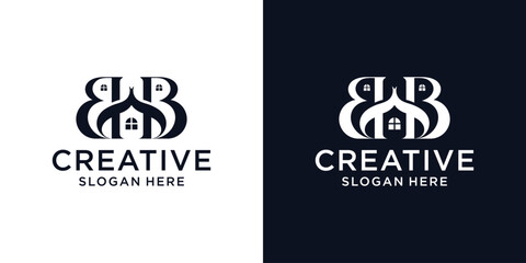 Real estate letter monogram logo design template