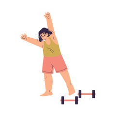 Little Girl Doing Morning Physical Exercise as Children Day Activity Vector Illustration