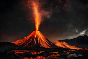 fire in the mountains, volcanoes