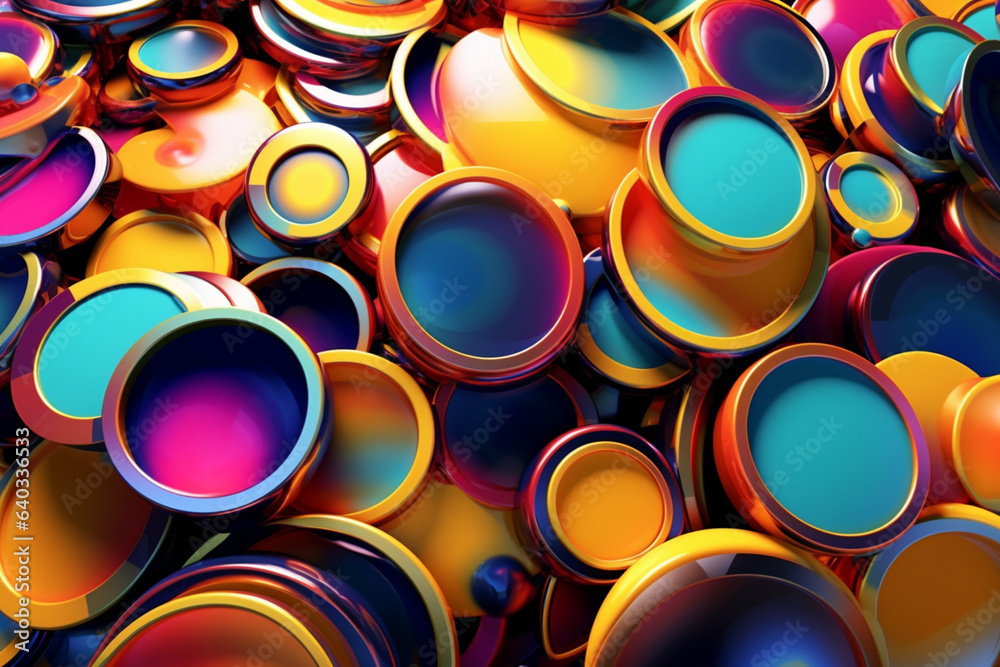 Leinwandbilder The circles are arranged in a dynamic and visually pleasing composition, creating a sense of movement and energy. Generative AI technology.