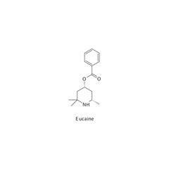 Eucaine flat skeletal molecular structure Local Anesthetic  drug used in local anasthesia, pain treatment. Vector illustration.