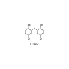 Fenticlor  flat skeletal molecular structure Antibacterial agent drug used in skin disinfection treatment. Vector illustration.