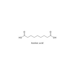 Azelaic acid  flat skeletal molecular structure Antibacterial agent drug used in Acne treatment. Vector illustration.