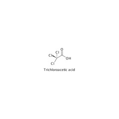 Fototapeta premium Trichloroacetic acid&nbsp; flat skeletal molecular structure Keratolytic agent drug used in chemical skin peeling treatment. Vector illustration.