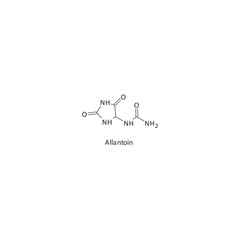Allantoin  flat skeletal molecular structure Keratolytic agent drug used in Acne treatment. Vector illustration.