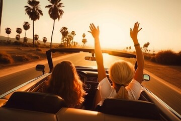 Friends car driving. Generate Ai