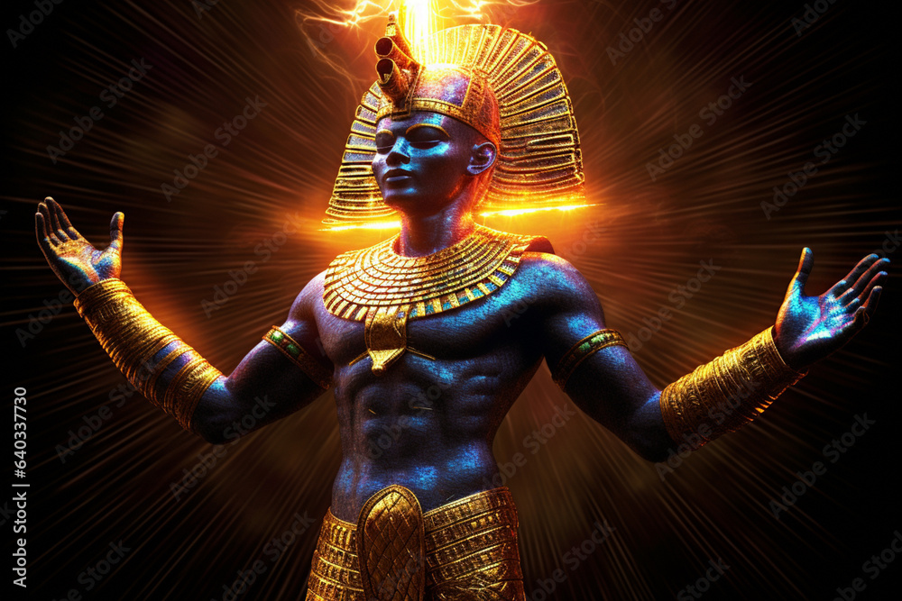Aufkleber sun god's radiance: a vibrant depiction of an abstract egyptian god associated with the sun. the ima