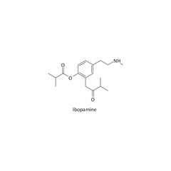 Ibopamine  flat skeletal molecular structure α1 agonist drug used in ophthalmologic treatment. Vector illustration.