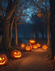  concept of halloween pumpkin in the forest
