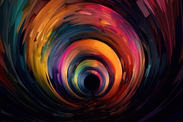 Rainbow-colored dark tunnel. Generative AI