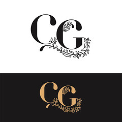 handdrawn wedding monogram CG logo