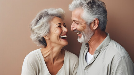 Fototapeta na wymiar Beautiful mid age senior couple. Elderly love and friendship.