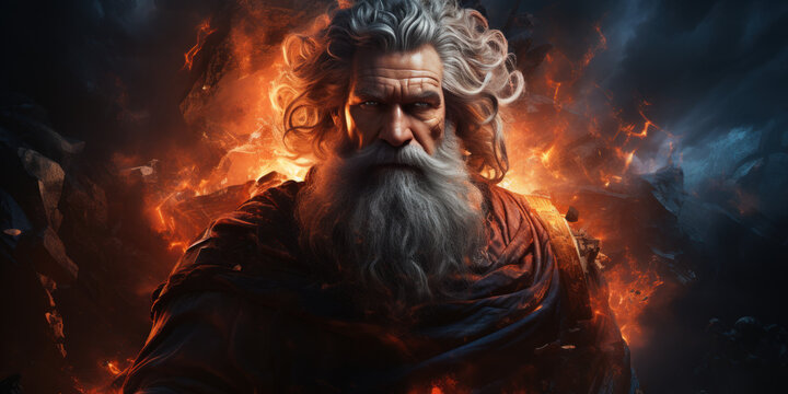 Zeus. The king of the gods the ruler of mount Olympus and the god of the sky and thunder.