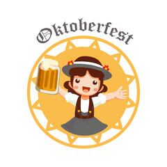 october fest cartoon flat character vector design