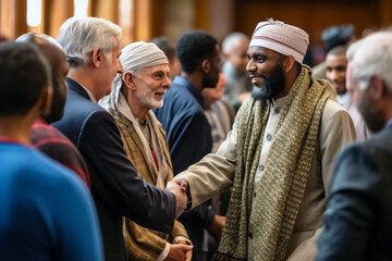 People from diverse religious backgrounds engage in interfaith dialogue, fostering peace and tolerance. Their faces reflect the mutual respect they share for humanity and each other's beliefs.