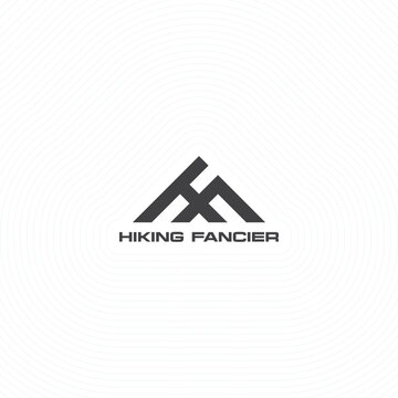 Hiking Fancier logo with mountain shaped HF icon 
