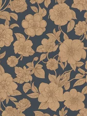 Fotobehang style Exotic floral pattern wallpaper texture. modern style. AI Generated © Alena Girya