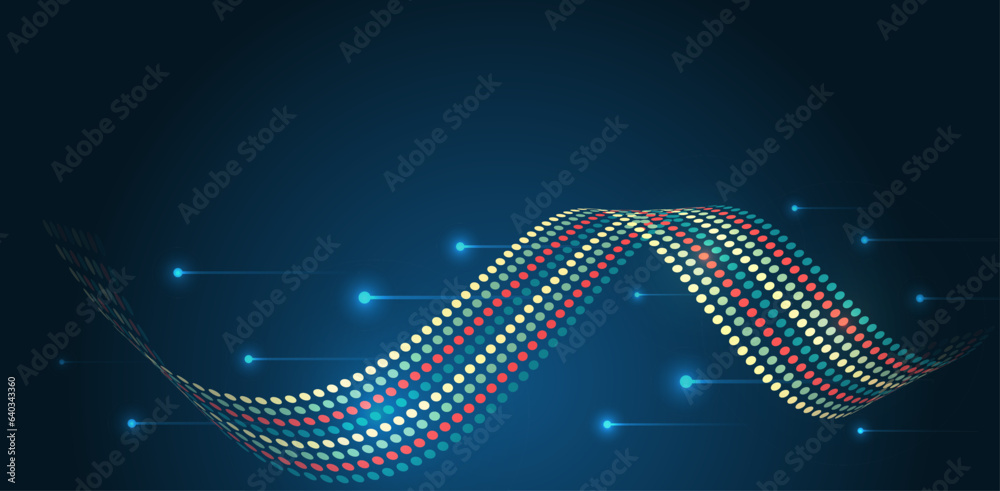 Poster Data analytics concept. Sorting a large amount of data on a dark background. Big data visualization. Futuristic network or business analytics. Structuring the flow of information.