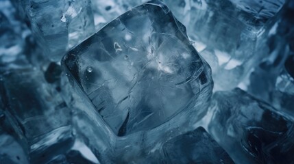 Depiction of subtle and intricate patterns inside an ice cube.