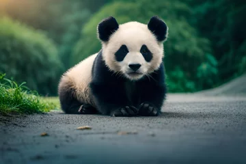 Foto op Plexiglas giant panda eating bamboo © fizkes