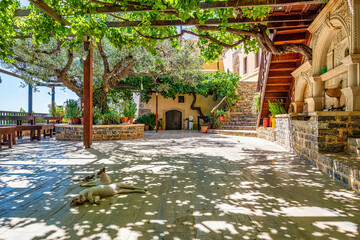 View of Moni Kapsa monastery in the southeast of the island of Crete Greece