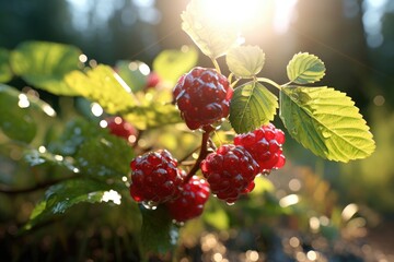 berries of a raspberry - obrazy, fototapety, plakaty
