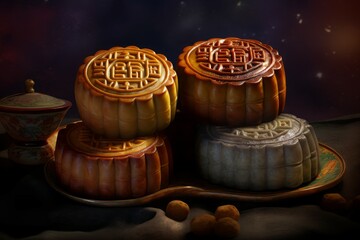 Moon cakes chinese. Generate Ai