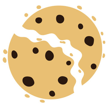 Cracked chocolate chip cookies cartoon. Vector illustration.	
