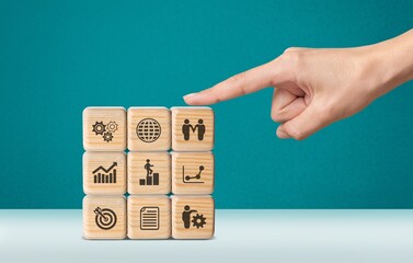 new employee concept. set of wooden cubes