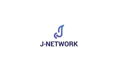 Letter J line art technological network logo