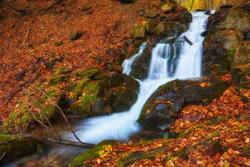 Enchanting Autumn River Amidst Narrow Mountain Gorge