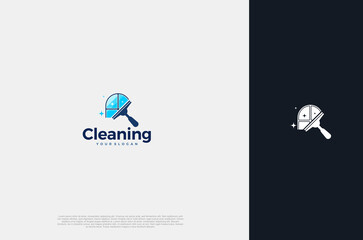 Professional Modern logo cleaning company design window cleaning service with sparkles. Vector illustration concept