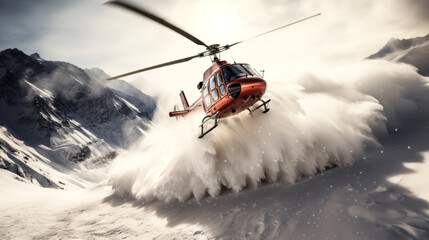 He skied down a mountain while a helicopter flew above.