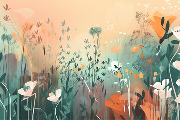 Wild flowers - watercolor painting. generative AI