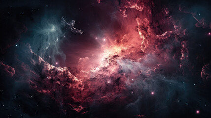 Obraz na płótnie Canvas Beautiful pink cosmic nebula in deep space.