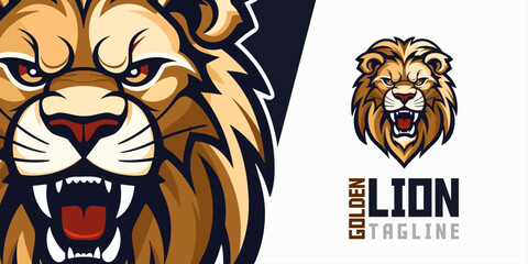 Lion Mascot Vector Graphic: A versatile vector graphic featuring the lion mascot head, suitable for logo use by sport and e-sport gaming teams.  © Giu Studios