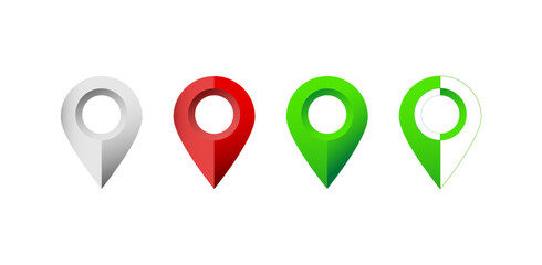 Location map pin icons set, map pin markers, location icon symbol, global positioning system sign, vector illustration