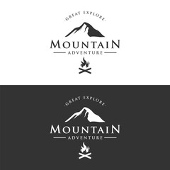 Retro vintage adventurer Logo design with arrow, mountain and compass concept.Logo for climber, adventurer, label and business.