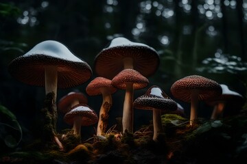 Fototapeta premium mushrooms in the forest Generated Ai