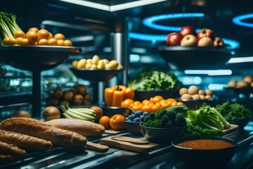 fruits and vegetables on the market Generated Ai