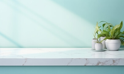 3D luxury white marble shelf with light background for product display. Modern backdrops studio